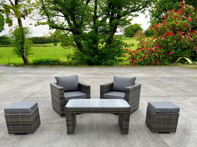 Rattan Wicker Garden Outdoor 2 Two Seater Sofa Conservatory Furniture Patio Coffee Table Stools Storage Dining Set Grey - image 1