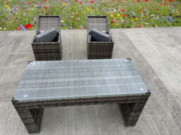 Rattan Wicker Garden Outdoor 2 Two Seater Sofa Conservatory Furniture Patio Coffee Table Stools Storage Dining Set Grey - thumbnail 3