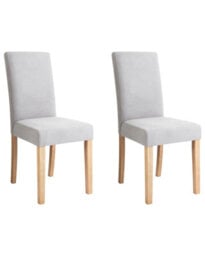 Beliani Set Of 2 Modern Grey Fabric Dining Chairs With Rubberwood Legs, Scandinavian Style, Compact (W42 X D59 X H93Cm) - thumbnail 3