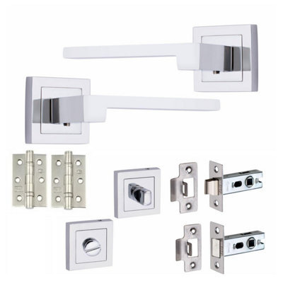 Golden Grace 1 Set Zeta Design Bathroom Complete Internal Door Handle Set Polished Chrome Finish - image 1