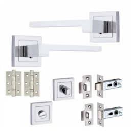 Golden Grace 1 Set Zeta Design Bathroom Complete Internal Door Handle Set Polished Chrome Finish