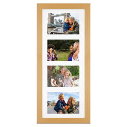 AK Frames 50X20Cm Country Pine Modern Multi Photo Frame With White Mount - Holds 4 Apertures (4X) 6X4 Photos