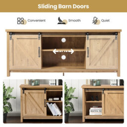 "Costway Modern Tv Cabinet For 60"" Wooden Media Storage Shelves Stand W/ Cabinets" - thumbnail 5