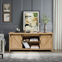 "Costway Modern Tv Cabinet For 60"" Wooden Media Storage Shelves Stand W/ Cabinets" - thumbnail 8