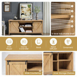 "Costway Modern Tv Cabinet For 60"" Wooden Media Storage Shelves Stand W/ Cabinets" - thumbnail 4