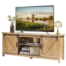 "Costway Modern Tv Cabinet For 60"" Wooden Media Storage Shelves Stand W/ Cabinets" - thumbnail 2