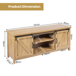 "Costway Modern Tv Cabinet For 60"" Wooden Media Storage Shelves Stand W/ Cabinets" - thumbnail 3
