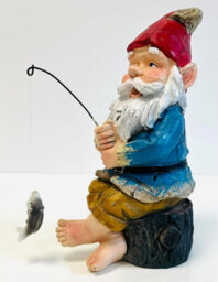 My Square Mile Garden Gnome Fishing Ornament, Resin Outdoor Sculpture, 20Cm Height, Weather Resistant - thumbnail 1