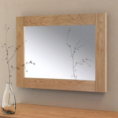 Julian Bowen Marlborough Oak Wall Mirror, Wood Frame, Rectangular, Wall Mounted, Horizontal Or Veritcal, 70 X 100 X 2Cm - image 1