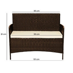 Alivio 4- Piece Rattan Garden Set, Pe Rattan Garden Furniture Set With Coffee Table, Anti-Uv Cushions For Indoor Outdoor (Brown) - thumbnail 7