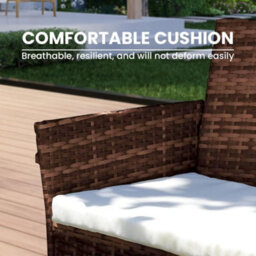 Alivio 4- Piece Rattan Garden Set, Pe Rattan Garden Furniture Set With Coffee Table, Anti-Uv Cushions For Indoor Outdoor (Brown) - thumbnail 6