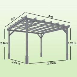 Outsunny 3 X 3 M Wooden Pergola Kit, Garden Gazebo Shelter, Grey - thumbnail 3