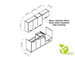 Kitchen Cabinets Set 6 Units Cupboards Soft Close Oak And Dark Grey 180Cm Complete Kitchenette Storage Clara - thumbnail 3