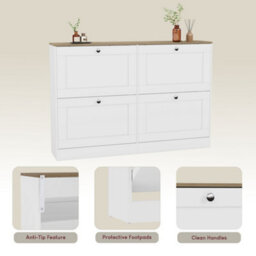Lassic Vida Designs 4 Drawer Shoe Storage Cabinet For Hallway Shoe Cupboard Organiser Up To Size 10, White & Oak - thumbnail 9