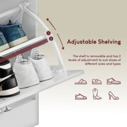 Lassic Vida Designs 4 Drawer Shoe Storage Cabinet For Hallway Shoe Cupboard Organiser Up To Size 10, White & Oak - thumbnail 7
