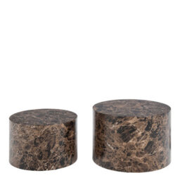 Wyld Haus Lille Set Of 2 Brown Marble-Effect Round Coffee Tables 58 X 40 Cm And 50 X 33 Cm - thumbnail 3