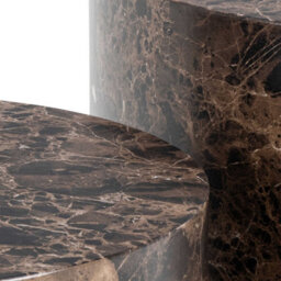 Wyld Haus Lille Set Of 2 Brown Marble-Effect Round Coffee Tables 58 X 40 Cm And 50 X 33 Cm - thumbnail 5