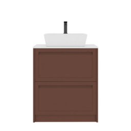 Royal Bathrooms Royal Bathroom Elmore 700mm Terracotta Clay Freestanding Bathroom Vanity Unit 2 Drawer Plain White Worktop With Cube Basin - thumbnail 7