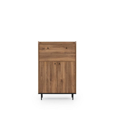 Arte Classic Vasina 03 Highboard Cabinet - Rustic Oak Castello & Black Matt With Industrial Metal Legs - W900mm X H1400mm X D400mm - image 1