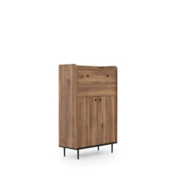 Arte Classic Vasina 03 Highboard Cabinet - Rustic Oak Castello & Black Matt With Industrial Metal Legs - W900mm X H1400mm X D400mm - thumbnail 3