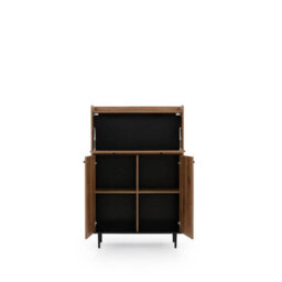 Arte Classic Vasina 03 Highboard Cabinet - Rustic Oak Castello & Black Matt With Industrial Metal Legs - W900mm X H1400mm X D400mm - thumbnail 2