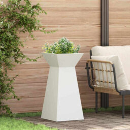 Berkfield Garden Pillar Planter With Bowl White 35X35X73 Cm Steel