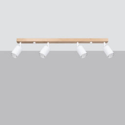 Luminosa Lighting Luminosa Verdo Modern Ceiling Spotlight Bar Wood, White 4X Gu10 - thumbnail 2