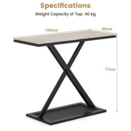 Costway Faux Marble Top Console Table Metal Frame Entryway Table-White - thumbnail 2