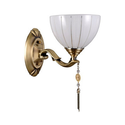 Luminosa Lighting Luminosa Stylized Wall Lamp Golden 1 Light With Milky, Glass Shade, E27