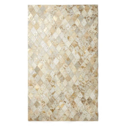 Homescapes Gold & Grey Geometric Diamond Leather Rug, 90 X 150 Cm - thumbnail 2
