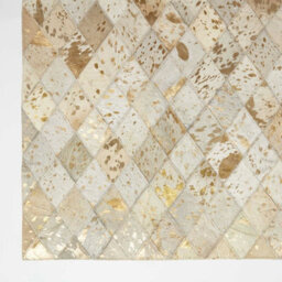 Homescapes Gold & Grey Geometric Diamond Leather Rug, 90 X 150 Cm - thumbnail 3