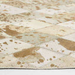 Homescapes Gold & Grey Geometric Diamond Leather Rug, 90 X 150 Cm - thumbnail 4