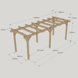 Rutland County Garden Furniture Garden Pergola 6 Posts - Wood - L180 X W600 X H270 Cm - Light Green - thumbnail 5