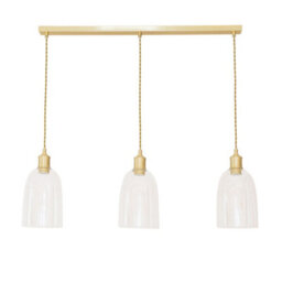 Valuelights Kira Glass Dome 3 Drop Bar Brushed Gold Diner Ceiling Pendant Light - thumbnail 4