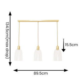 Valuelights Kira Glass Dome 3 Drop Bar Brushed Gold Diner Ceiling Pendant Light - thumbnail 6