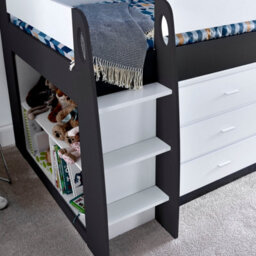 Save On Goods UK 2 Tone White & Grey Mid Sleeper,storage Chest Of Drawers,desk,kids 3Ft Single Wood,wooden Study Bunk Bed - thumbnail 7