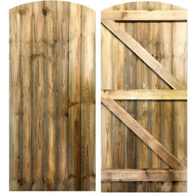 Ruby UK Ruby Curved Featheredge Side Gate 1.8M Ruby Pressure Treated Wooden Side Gate 1375mm Wide Left Hand Hinge - image 1