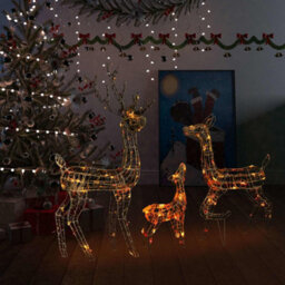 Berkfield Acrylic Reindeer Family Christmas Decoration 300 Led Colourful - thumbnail 1