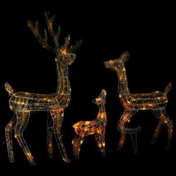 Berkfield Acrylic Reindeer Family Christmas Decoration 300 Led Colourful - thumbnail 2