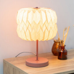 Valuelights Bett Pink Metal Table Lamp With Origami Paper Fold Lampshade Living Room Bedside Light - thumbnail 5