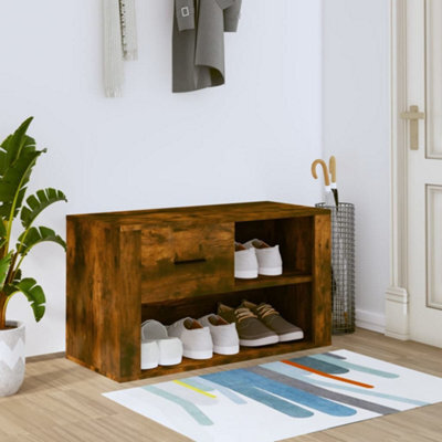 Walplus Shoe Cabinet Smoked Oak 80X35X45 Cm Engineered Wood - image 1