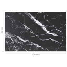 Berkfield Table Top Black 100X62 Cm 8mm Tempered Glass With Marble Design - thumbnail 6