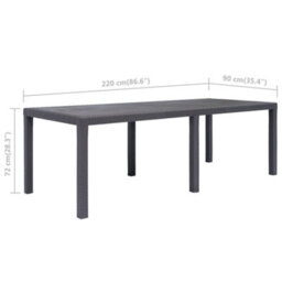 Walplus Garden Table Brown 220X90X72 Cm Plastic Rattan Look - thumbnail 5