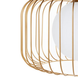Wyld and Coco Auroraglow 1-Light Gold Cage Wire Iron Pendant Ceiling Light - Industrial Style For Dining Room And Living Room - thumbnail 6