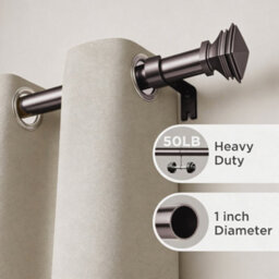 Oxford Homeware Satin Black Nickel Effect Extendable Curtain Pole With Metal Lamp Finials, (L)1200mm-2100mm (Dia)28mm - thumbnail 7