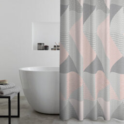 Catherine Lansfield Bathroom Larsson Geo 180X180Cm Shower Curtain Blush Pink
