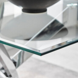 Furniturebox Uk Leonardo Glass And Chrome Metal Dining Table And 6 Navy Pesaro Velvet Silver Leg Chairs - thumbnail 3