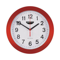 Bergstrom Radio Controlled Wall Clock In Red With Easy-Read Numbers, Analogue Clock, Accurate To 1 Sec In 60 Million Years