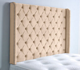 "Slumbre Chesterfield Winged Plush Velvet 6Ft Super King 36"" Headboard - Coffee"