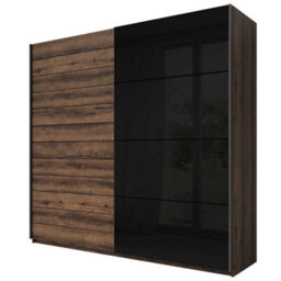 Arte Elegant Galaxy Sliding Wardrobe 200Cm - Contemporary Monastery Oak With Black Gloss, H2100mm W2000mm D610mm - thumbnail 1